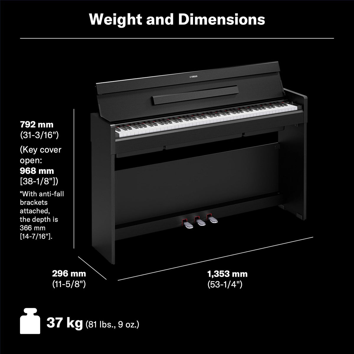 88-Key Weighted Digital Piano with 3-Pedal Unit in White Birch A183716