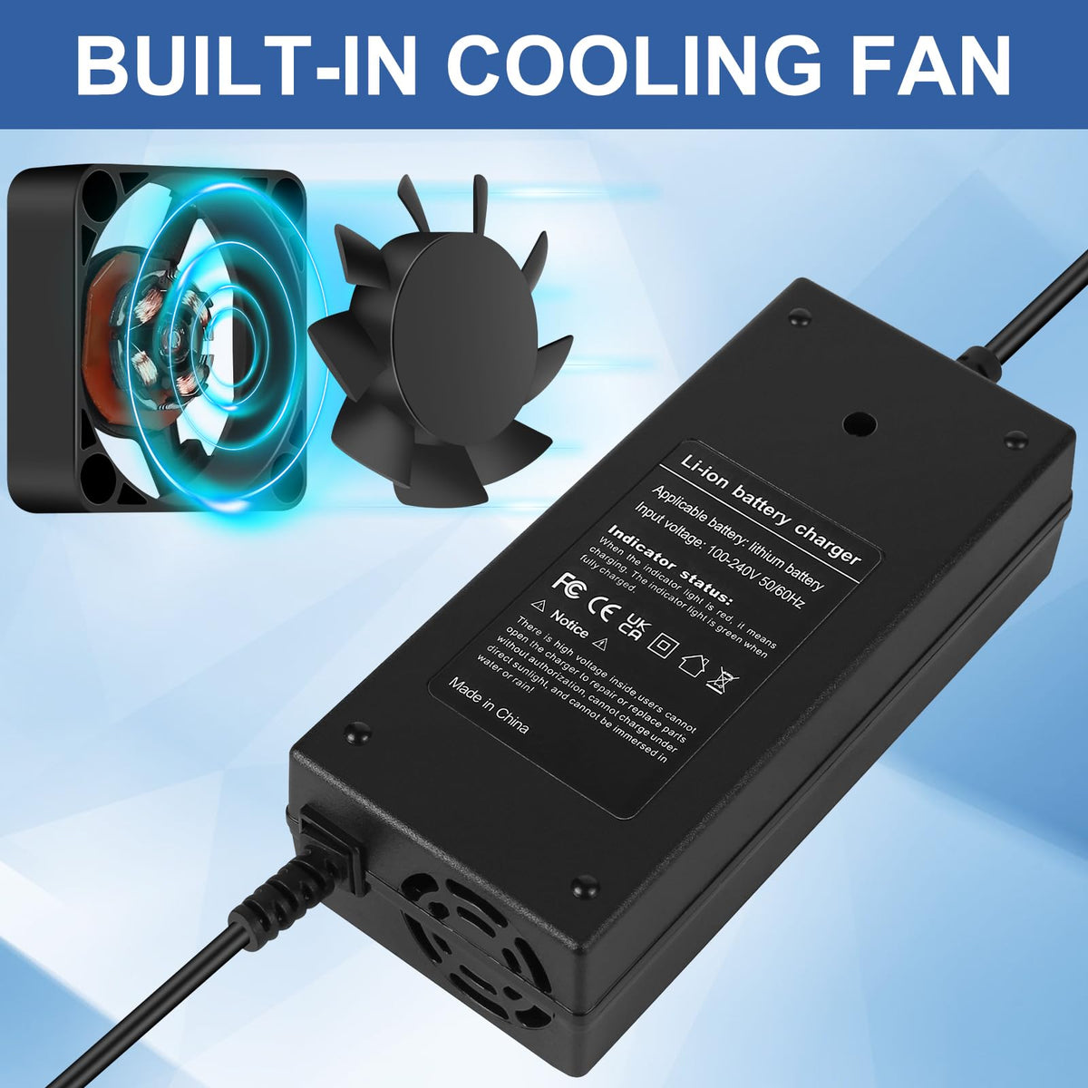 42V 2A Universal Pedicab Charger for 36V Lithium-ion Battery W87763