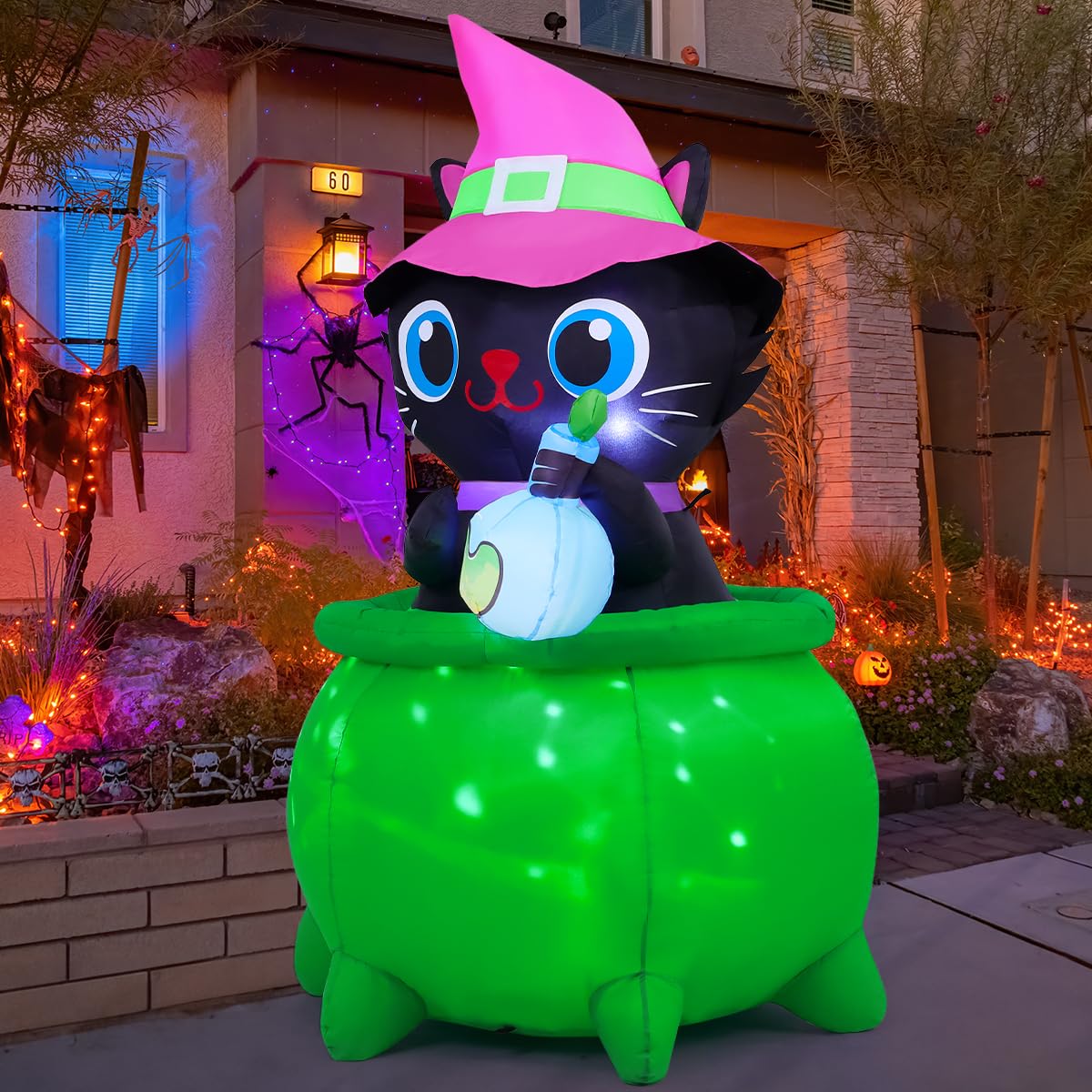 6 FT Halloween Inflatable Cat with LED Lights Y910