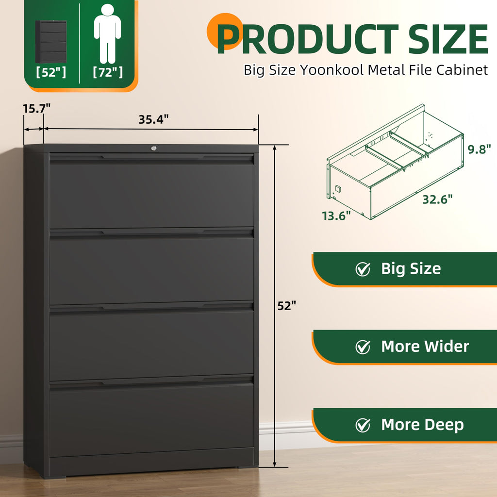4 Drawer Metal File Cabinet with Lock A15313