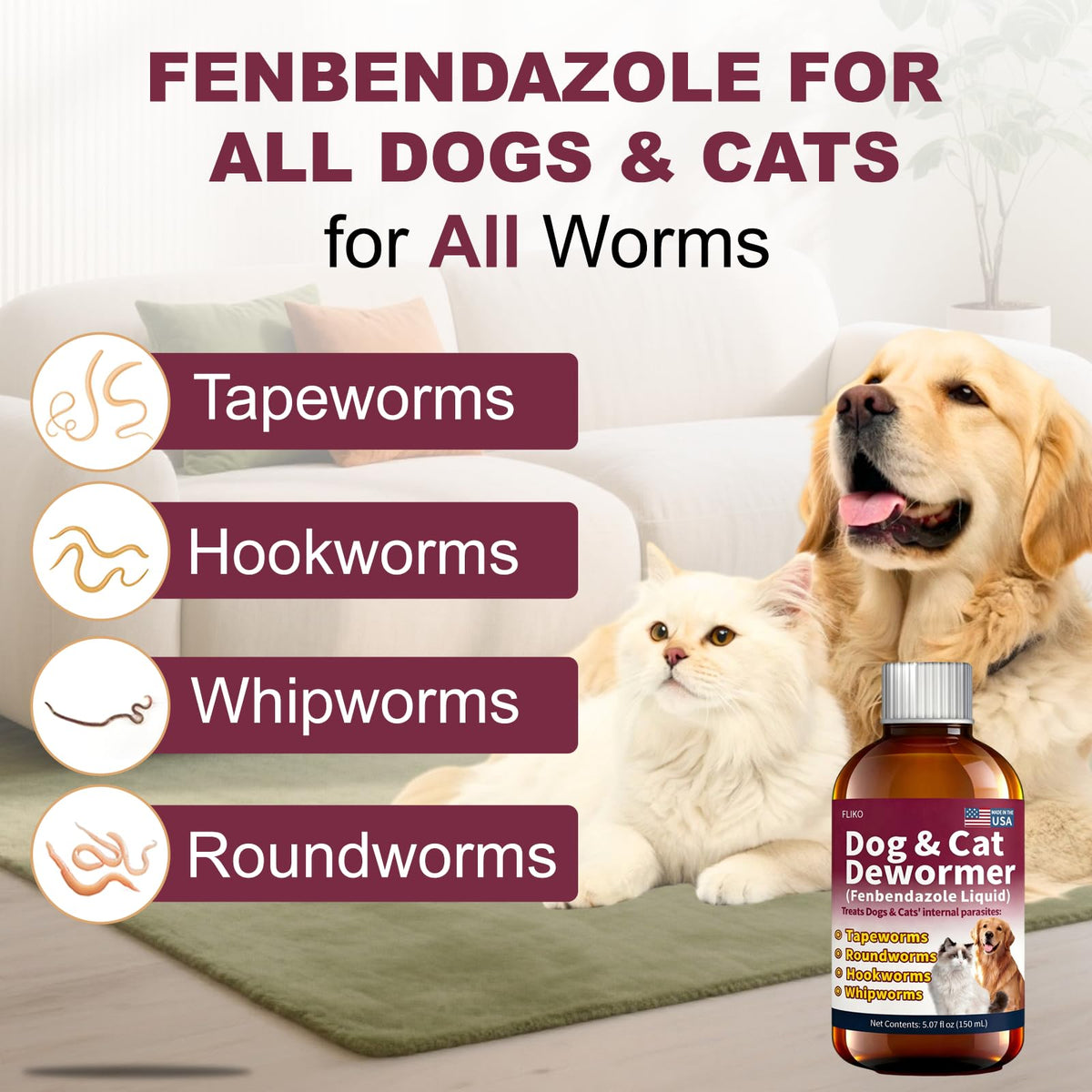 Fenbendazole Dewormer for Dogs & Cats 150 mL P400541