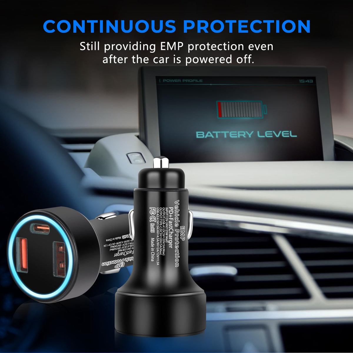 Vehicle Protection with USB Sockets for 12-Volt DC R288126