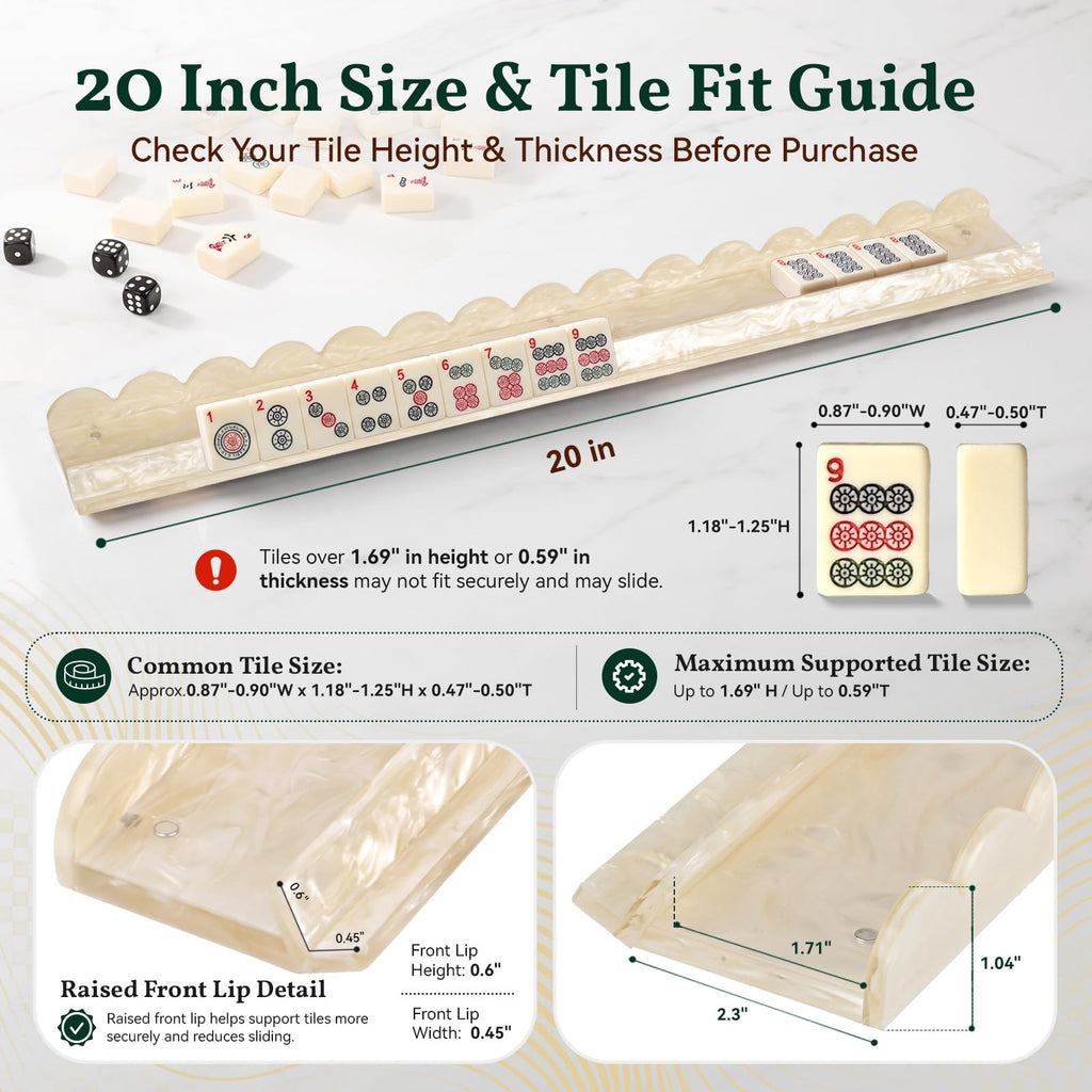20 Inch Acrylic Mahjong Racks with Magnetic Pushers Set of 4 Y3895
