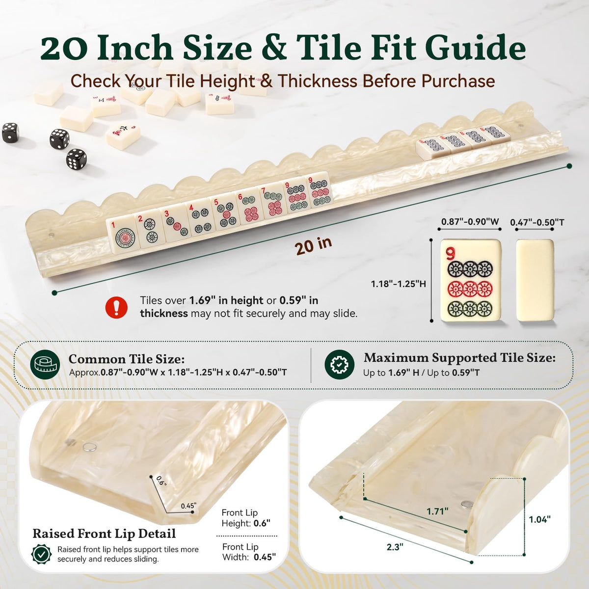20 Inch Acrylic Mahjong Racks with Magnetic Pushers Set of 4 Y3895