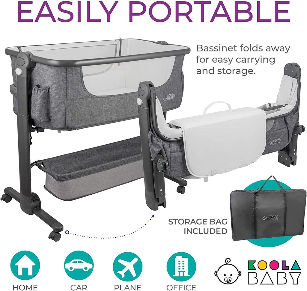 Baby Bassinet Bedside Sleeper Portable Crib with Storage Basket D847353