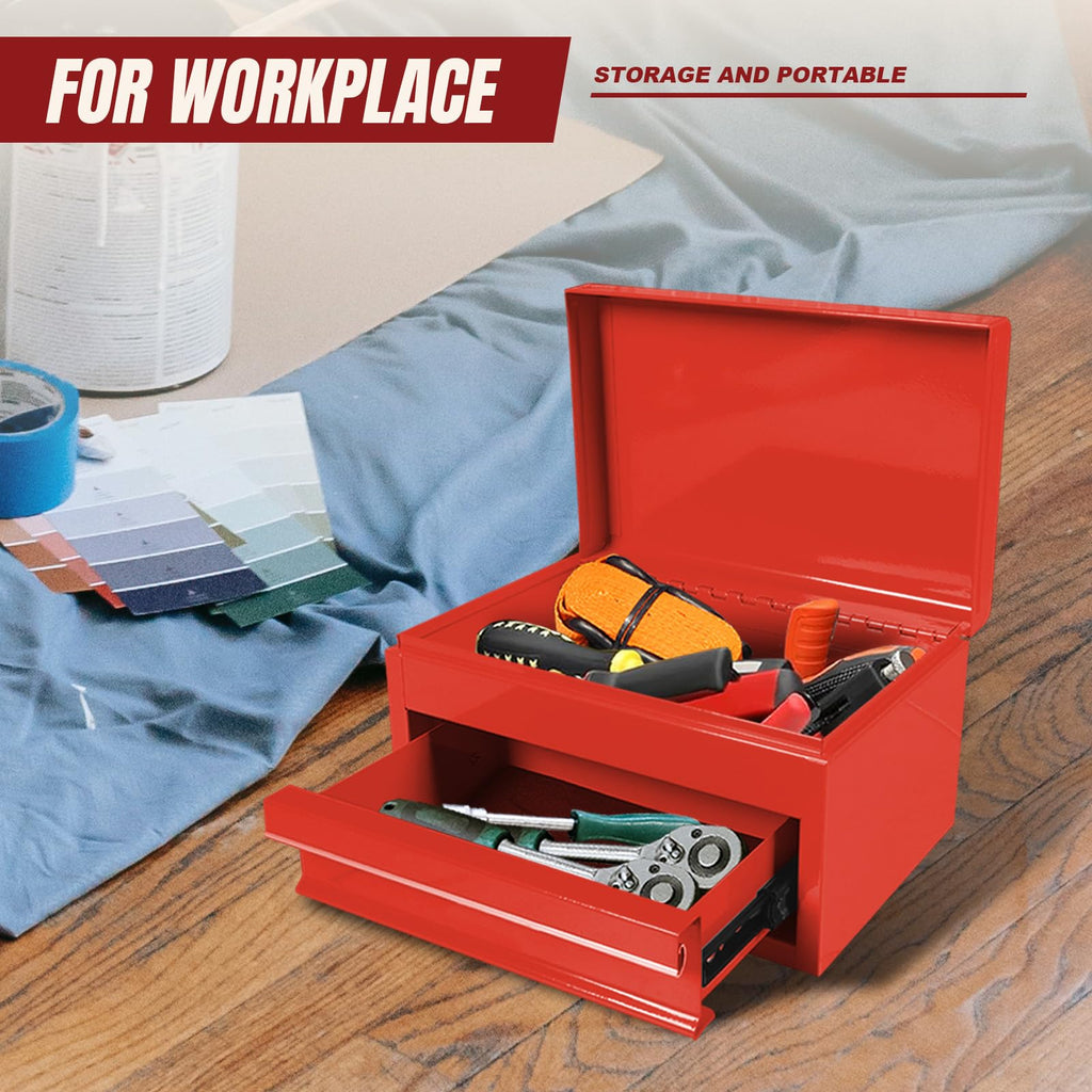 10" Mini Portable Steel Tool Box with Drawer E82354