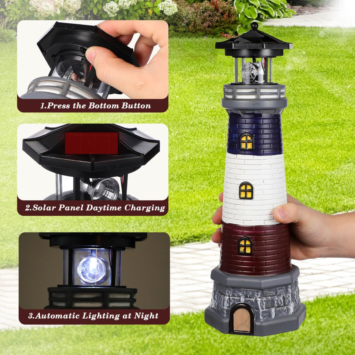 Solar Lighthouse Outdoor Statue U80295