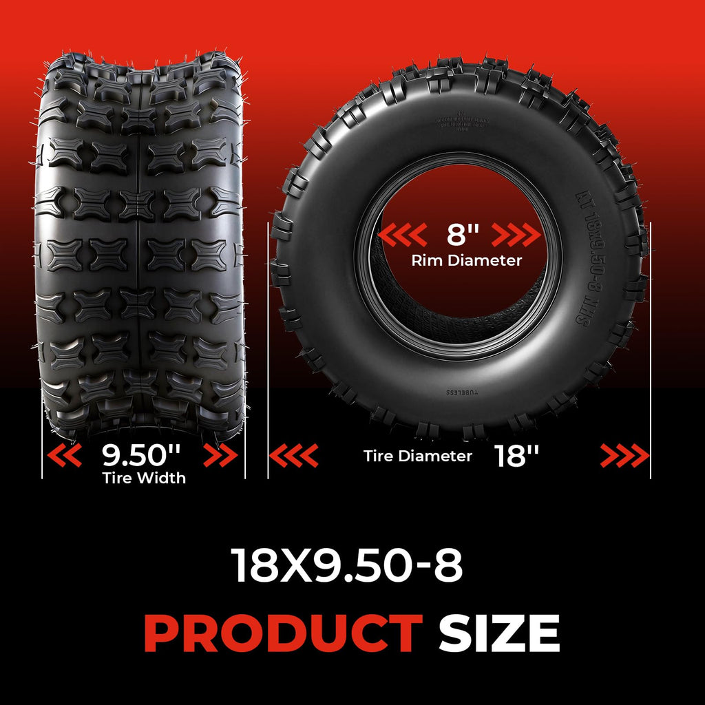 Set of 2 18x9.5-8 Tubeless All-Terrain Tires W22956