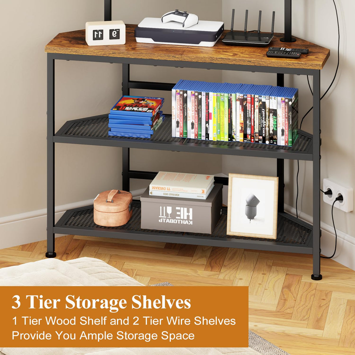 23" to 60" Corner TV Stand with Mount and Storage Shelves C9782