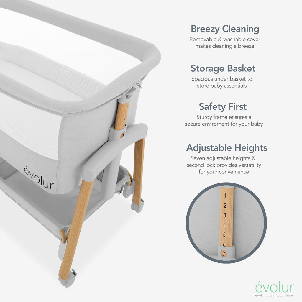 Portable Bassinet with Wheels and Storage Basket A57417