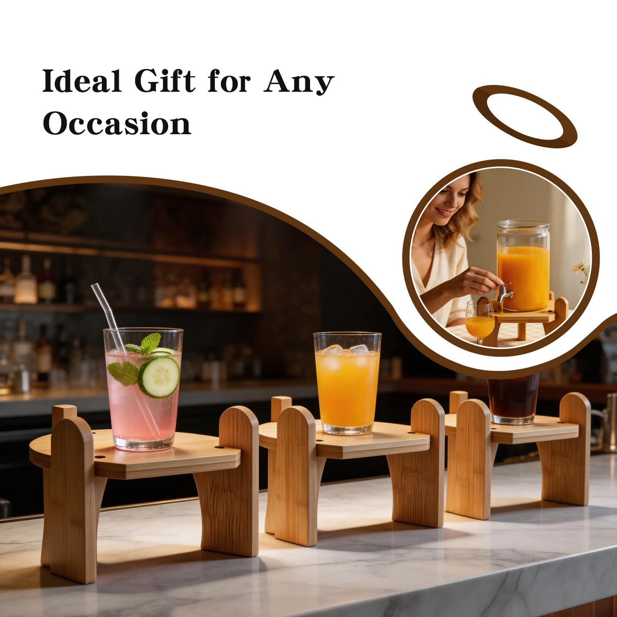 Beverage Dispenser with Bamboo Stand N5356