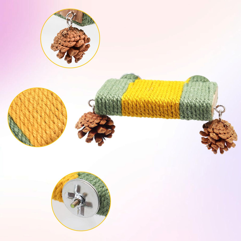 2 Pack Cage Platform with Rope and Pine Cone Decor L36684