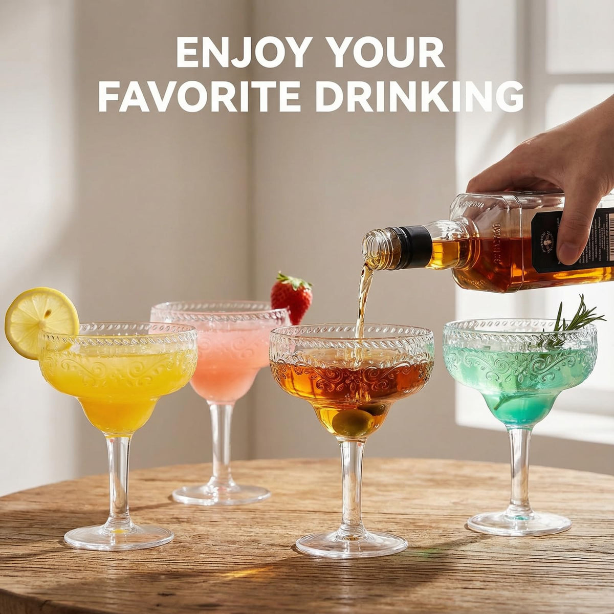 6 Pack 16oz Clear Acrylic Margarita Glasses K398