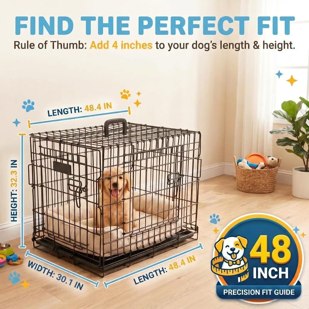 48inch 2-Door Foldable Metal Wire Dog Crate P943383