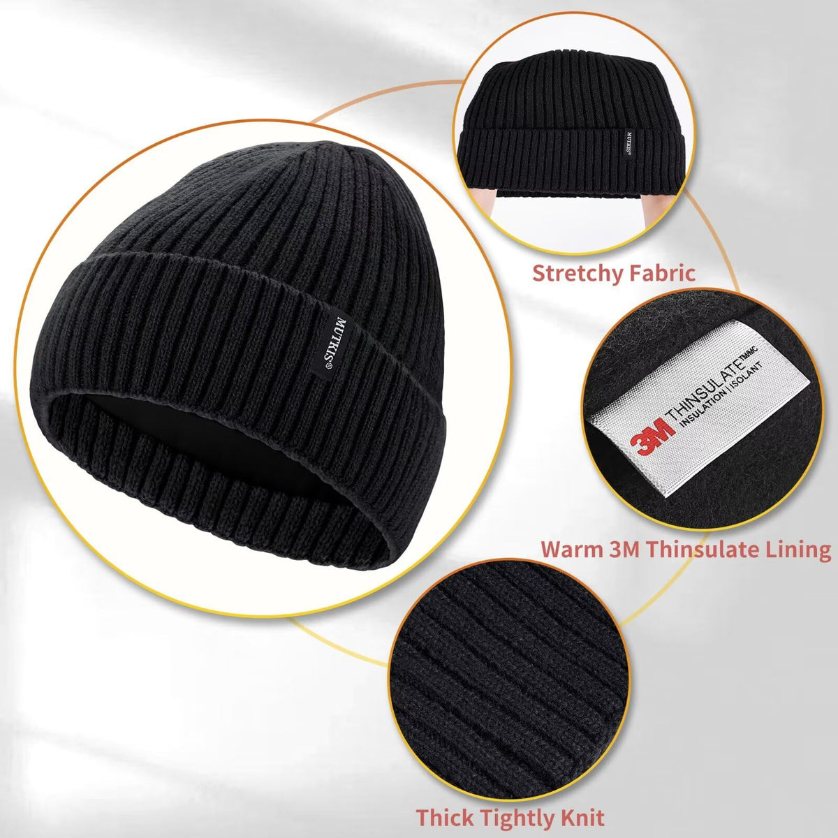 Merino Wool Knit Beanie Hat R977