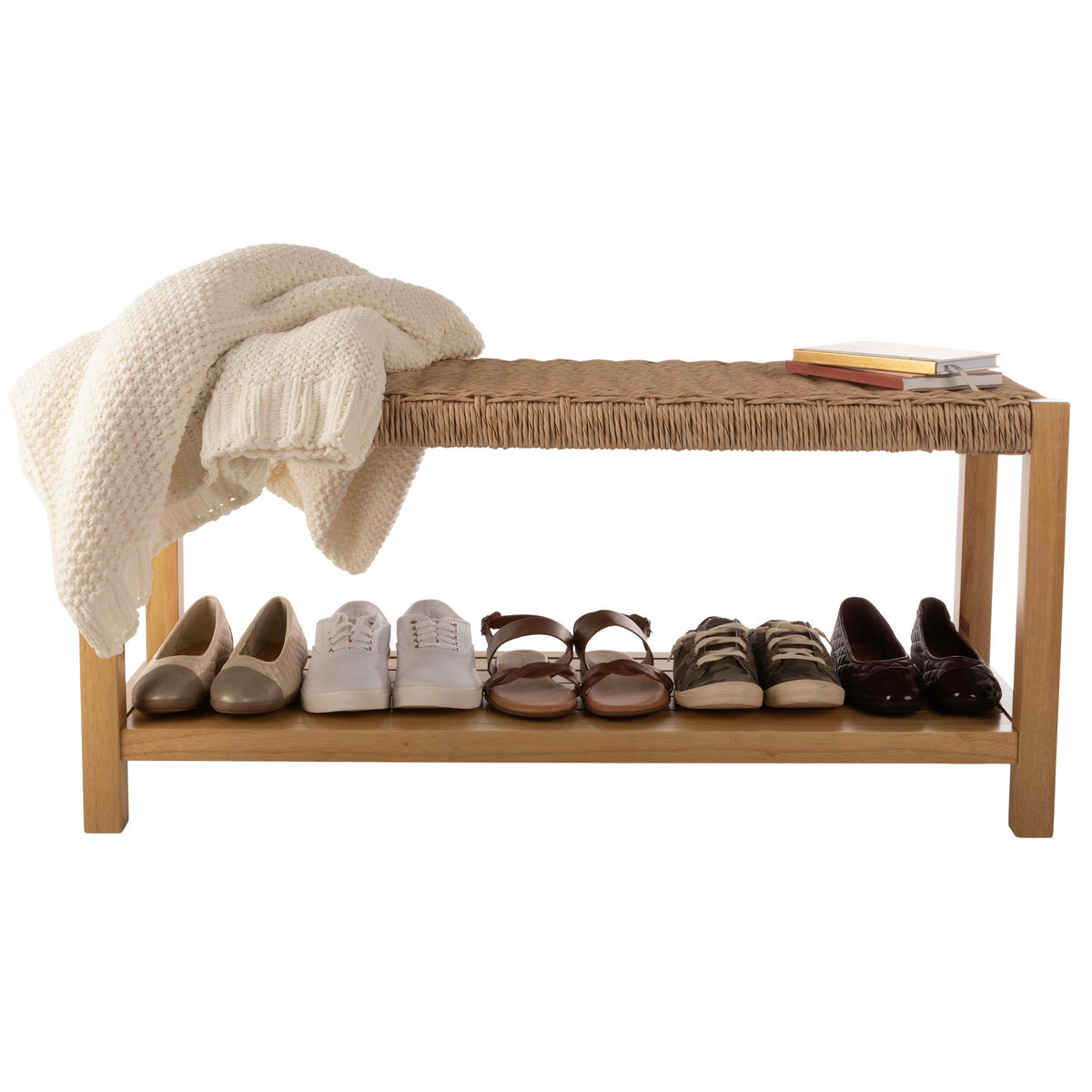 Solid Wood Entryway Bench with Shoe Storage U903620