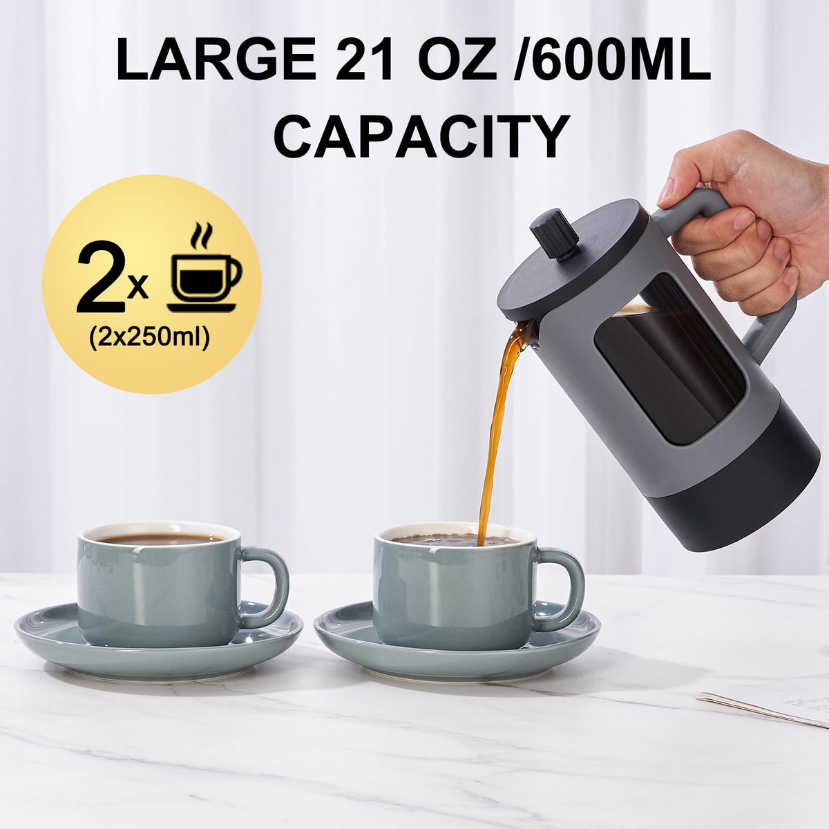 21 oz Heat-resistant Borosilicate Glass French Press Coffee Maker V275