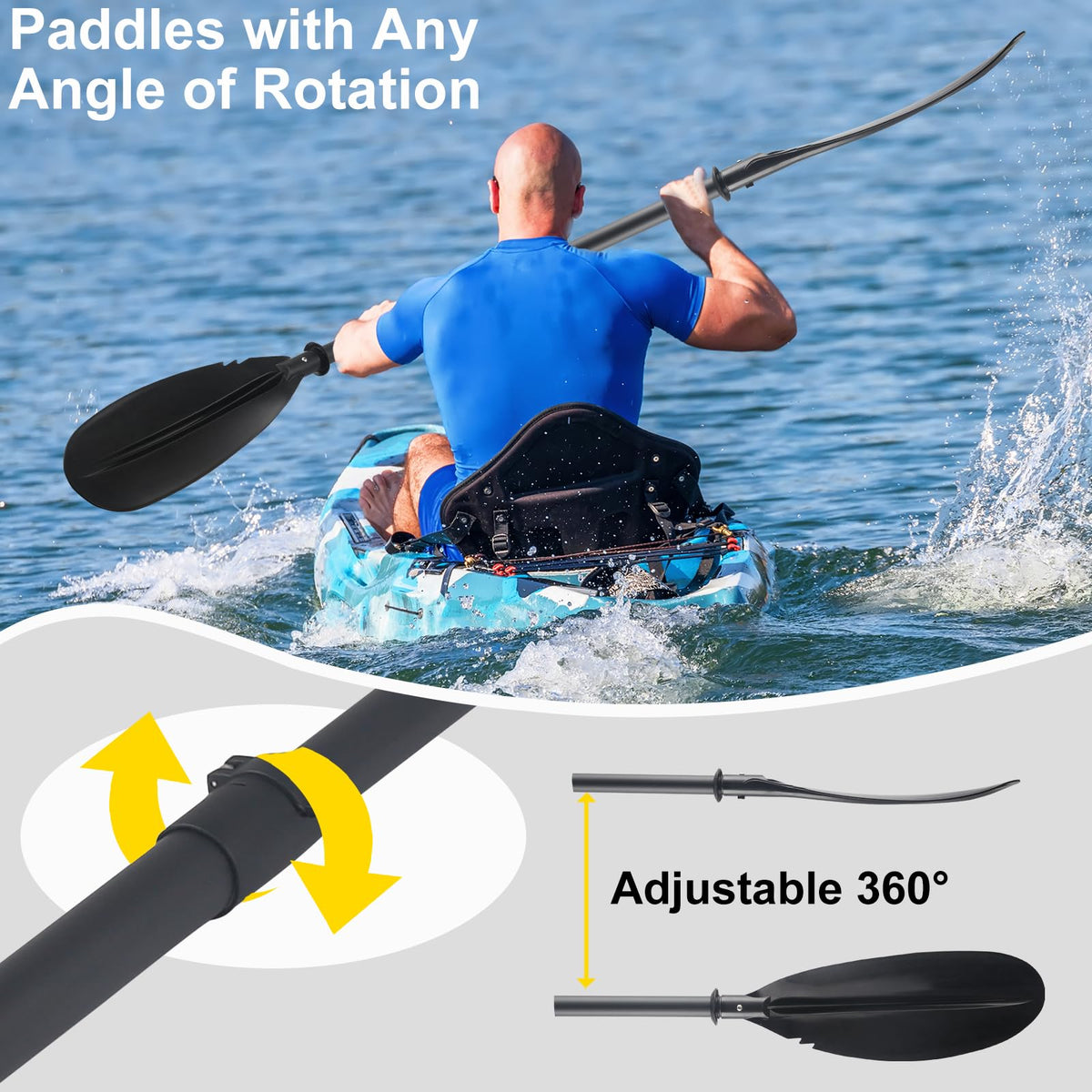 Telescoping Kayak Paddle Black 94inch X163216