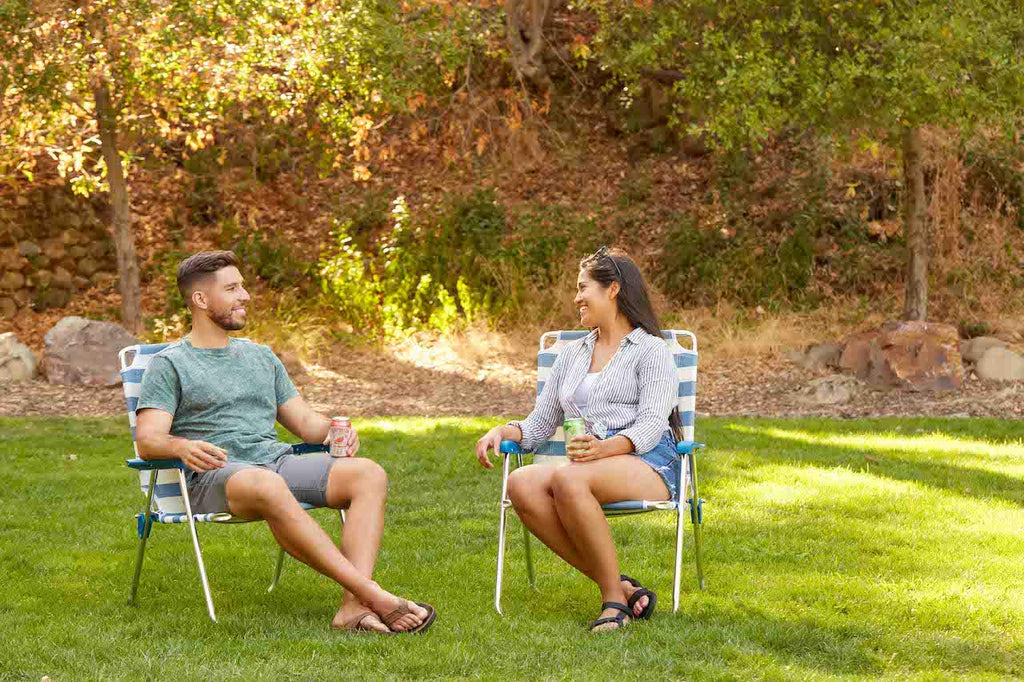 Folding Camp Lawn Chair 2 Pack Blue White O32782