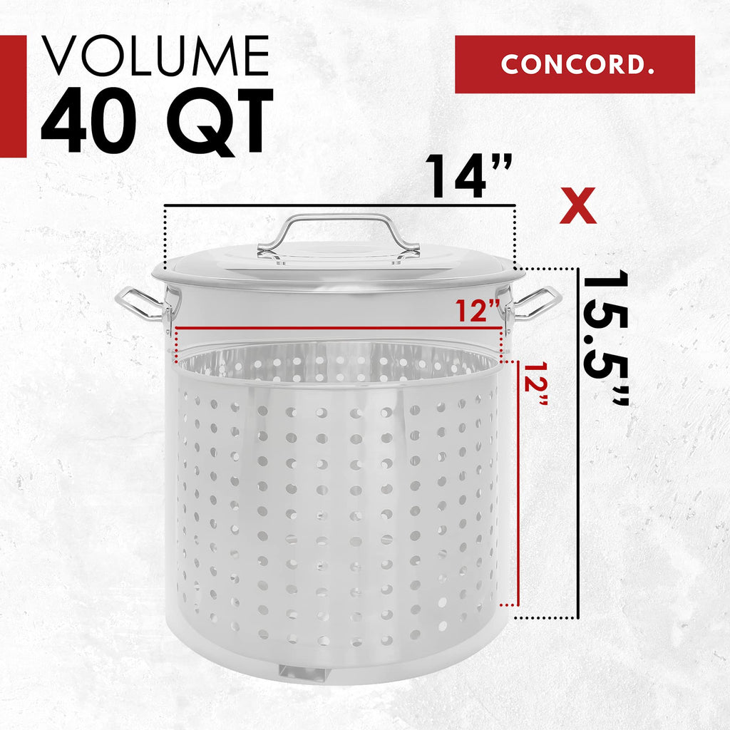 Stainless Steel 40 QT Stock Pot with Steamer Basket and Propane Burner M64280