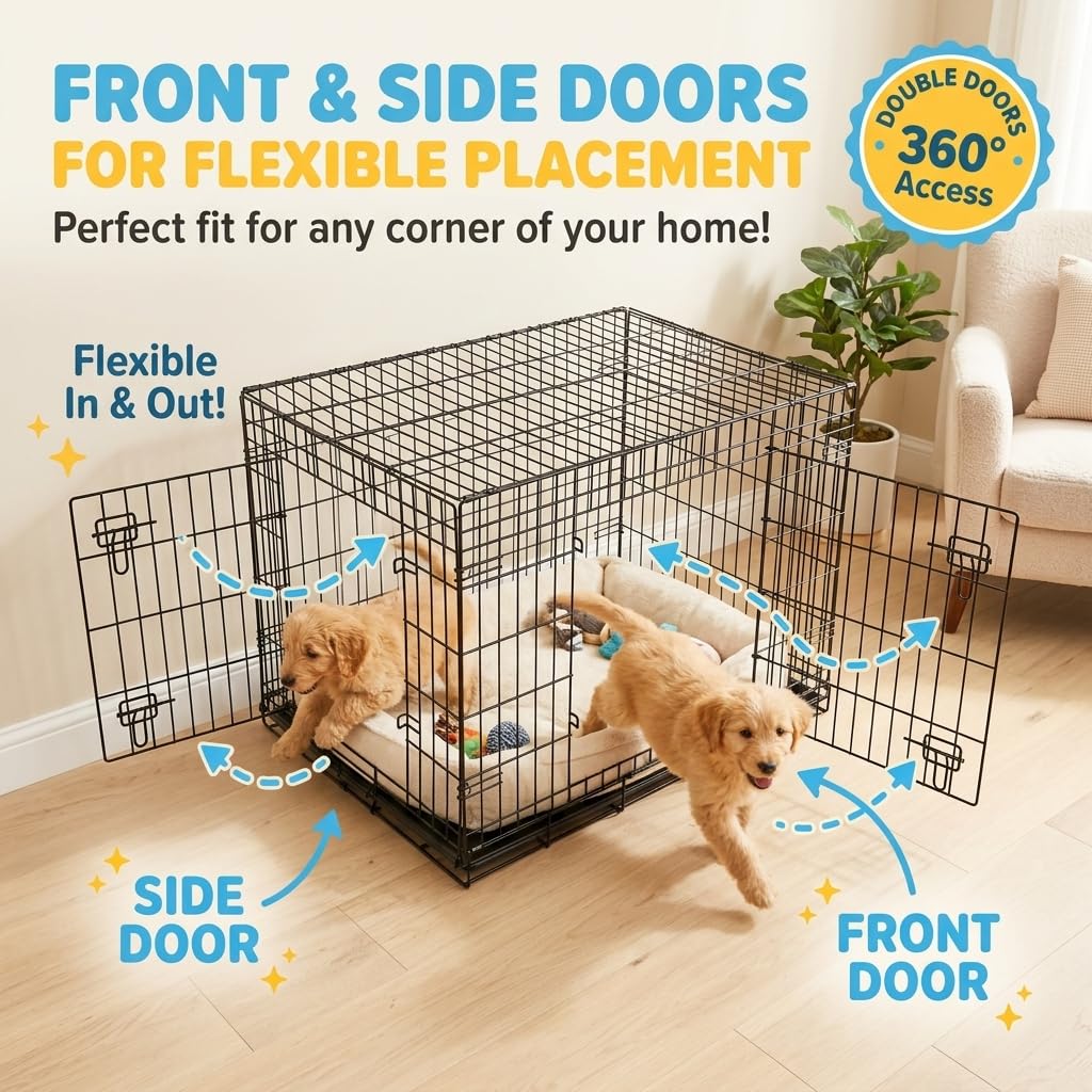 48inch 2-Door Foldable Metal Wire Dog Crate P943383