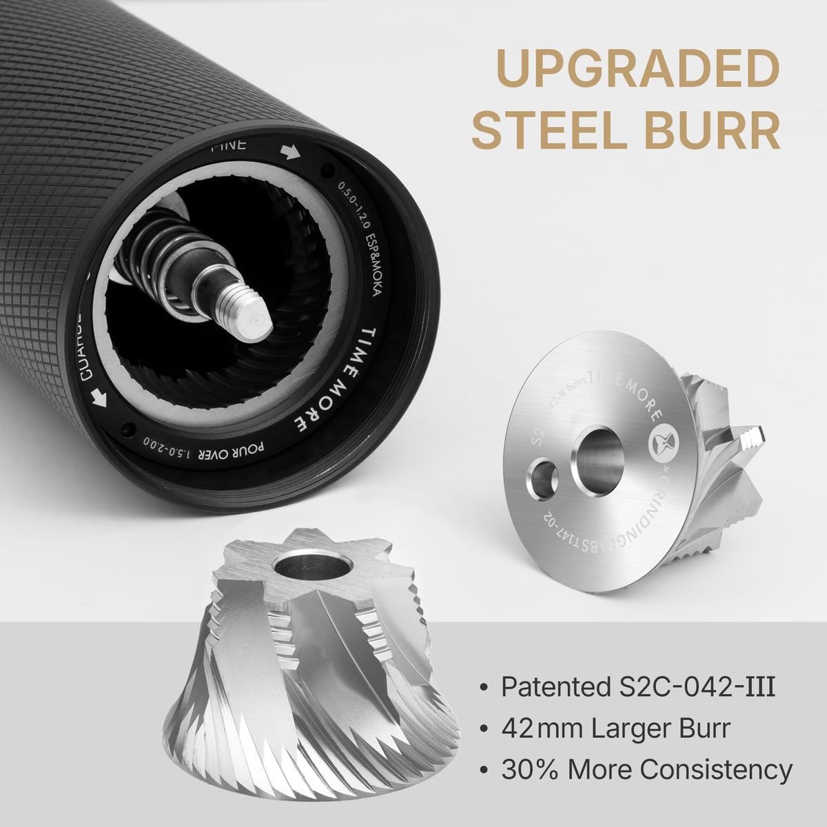 Manual Coffee Grinder 50 Adjustable Settings 42mm Stainless Steel Burr 30g Capacity J178217