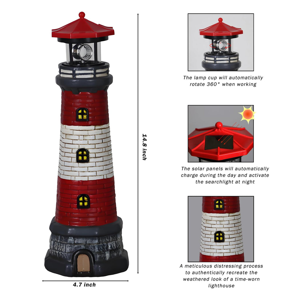 Solar Outdoor Lighthouse Garden Statue R7689