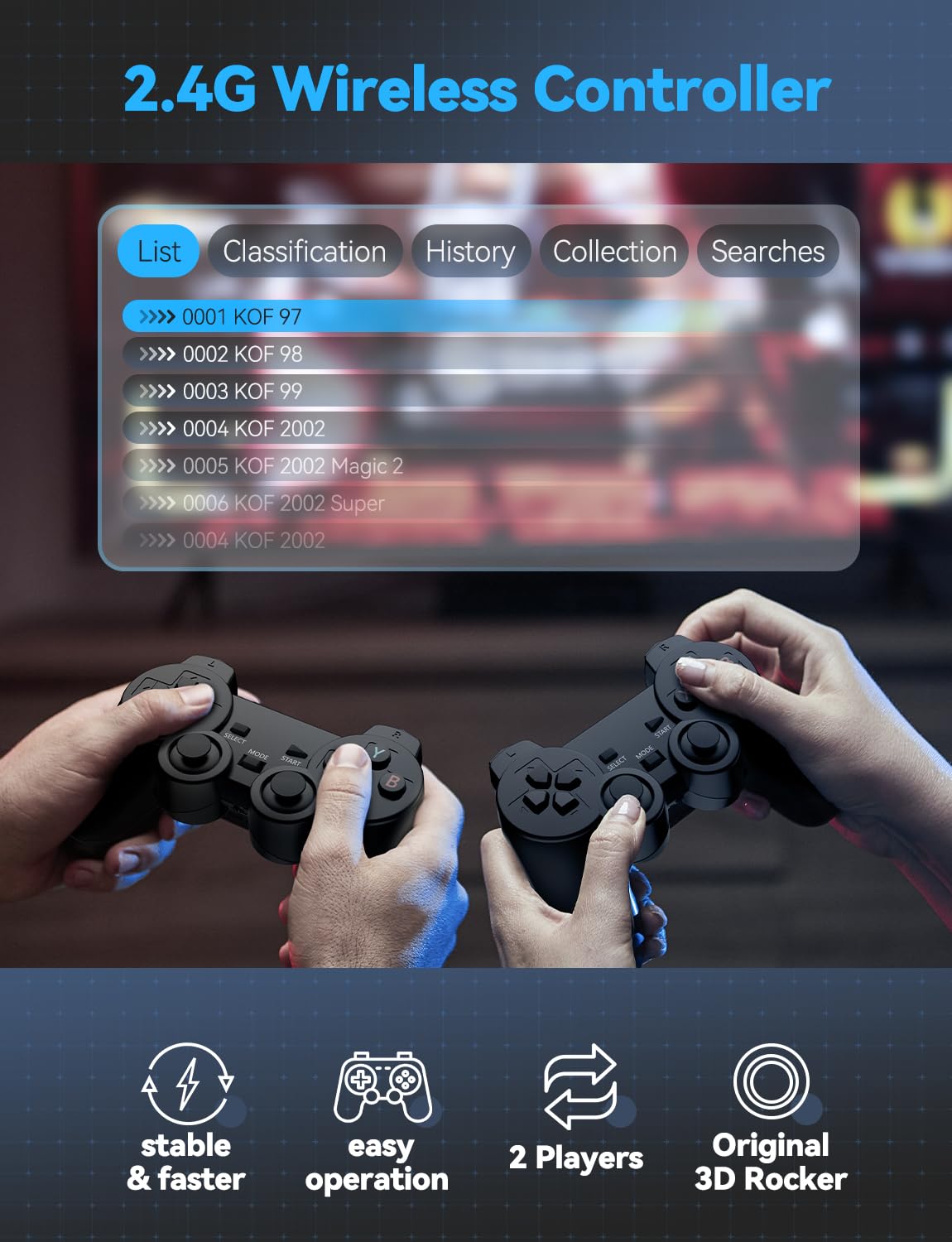 Black 4K Retro Gaming Console with 2.4G Wireless Controllers O412