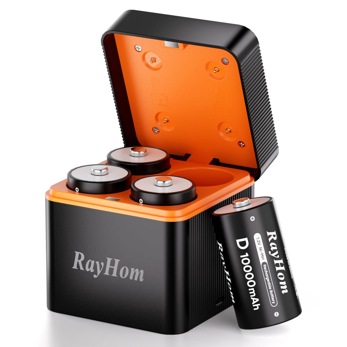 4 Pack 10000mAh Rechargeable D NiMH Batteries with 4 Slot Charger W553