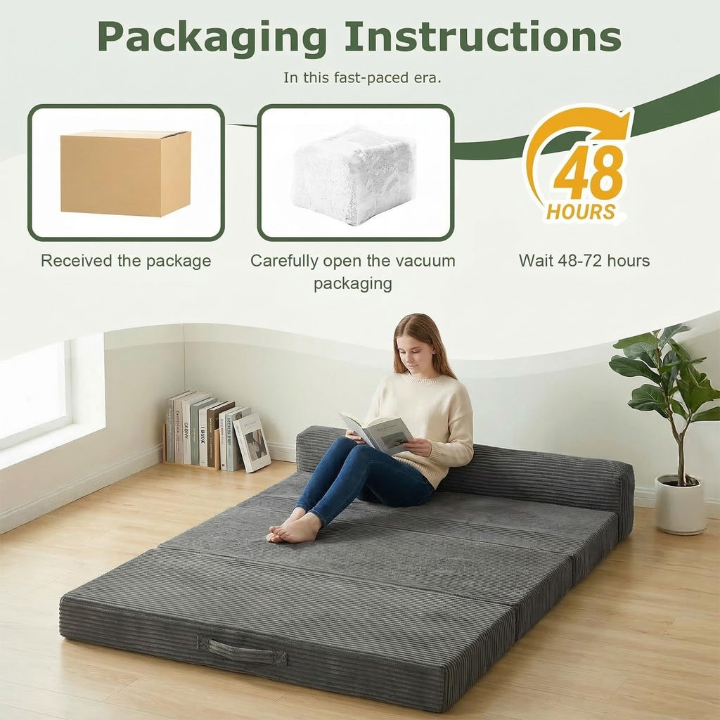 6 inch Tri-Folding Full Size Grey Mattress R351
