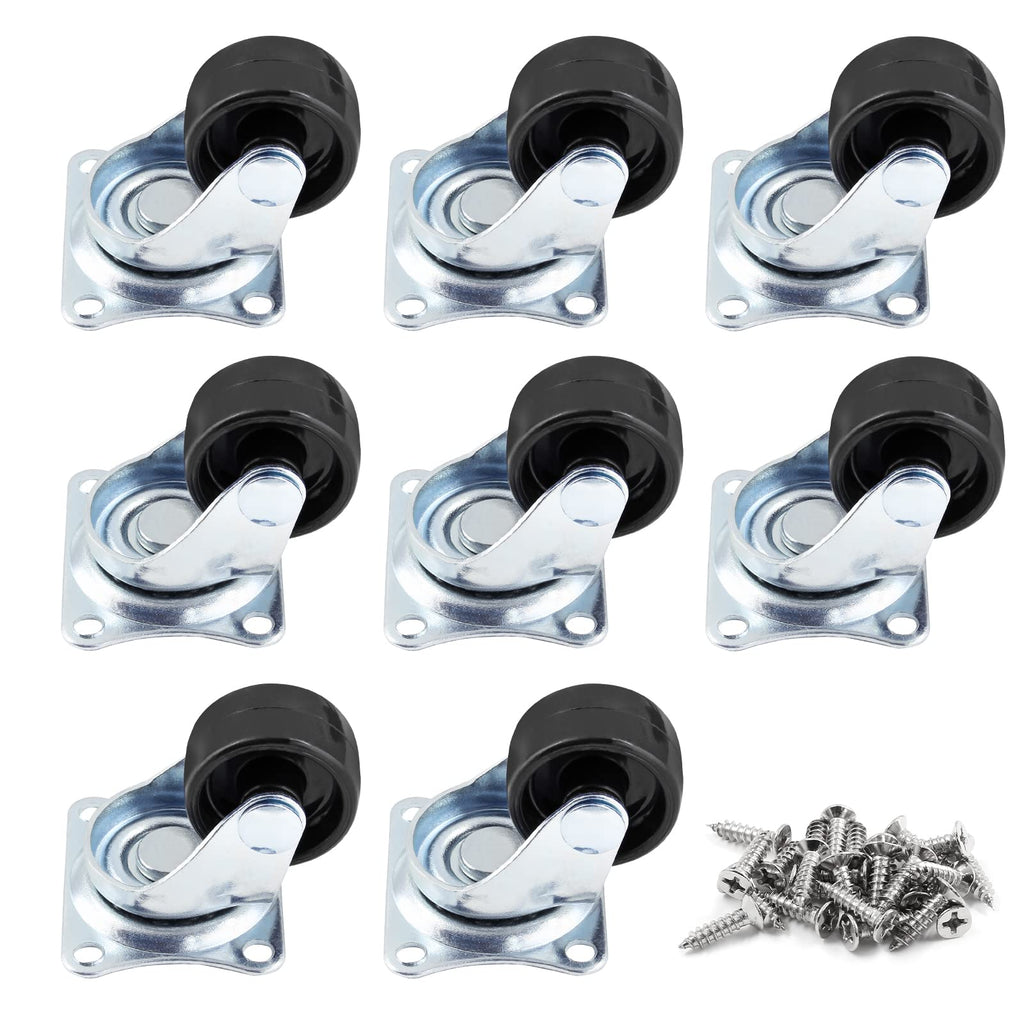 1 inch Swivel Caster Wheels Rubber Base, 8pcs A6493