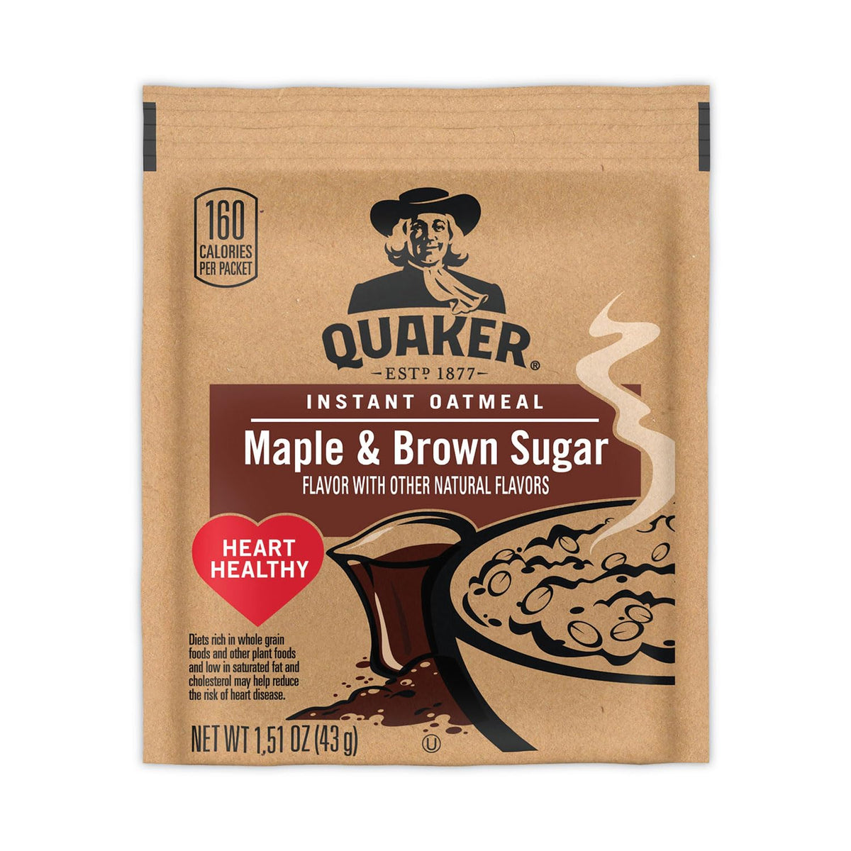 Instant Oatmeal Cereal, Maple and Brown Sugar, 40-1.51 oz packets M37052