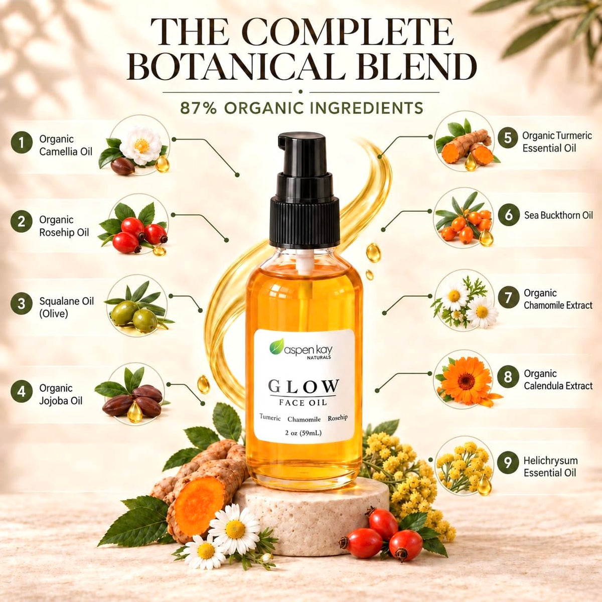Turmeric Rosehip Camellia Vitamin C Face Oil 2 oz M78832