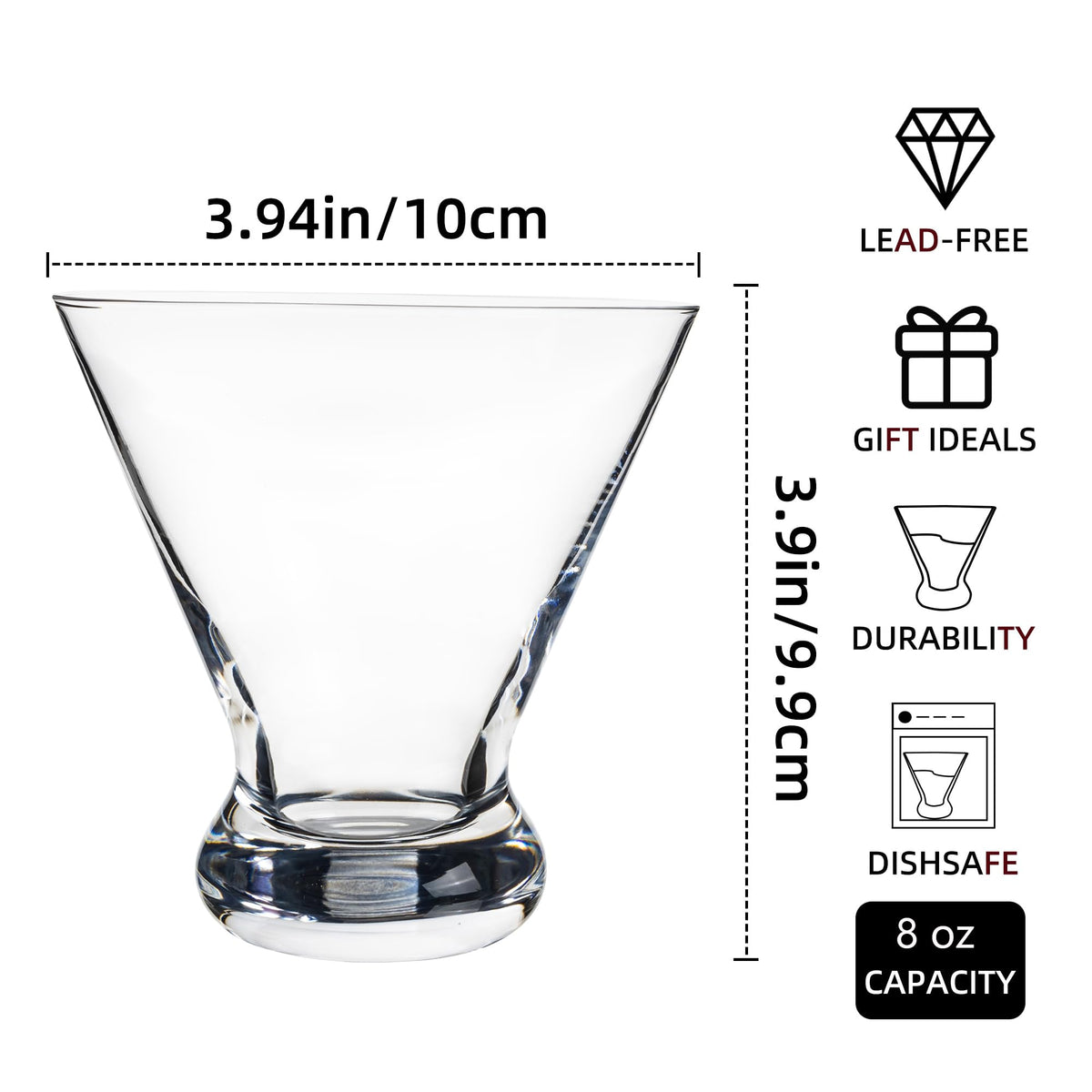 8 oz Stemless Martini Glasses Set of 8 Z194767