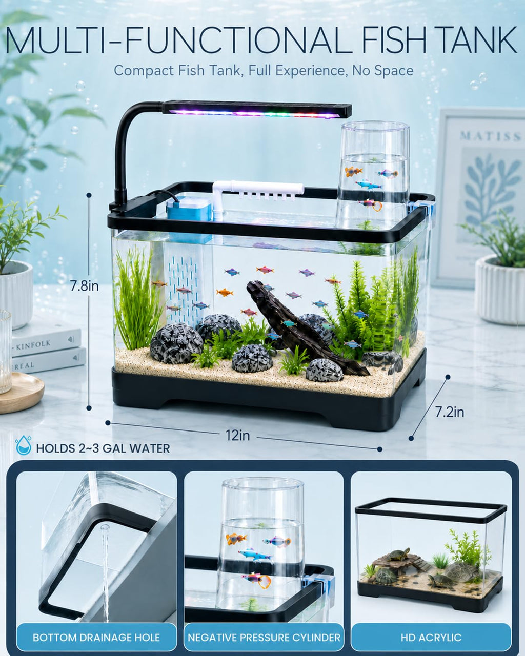 3 Gallon Acrylic Aquarium Starter Kit M9418