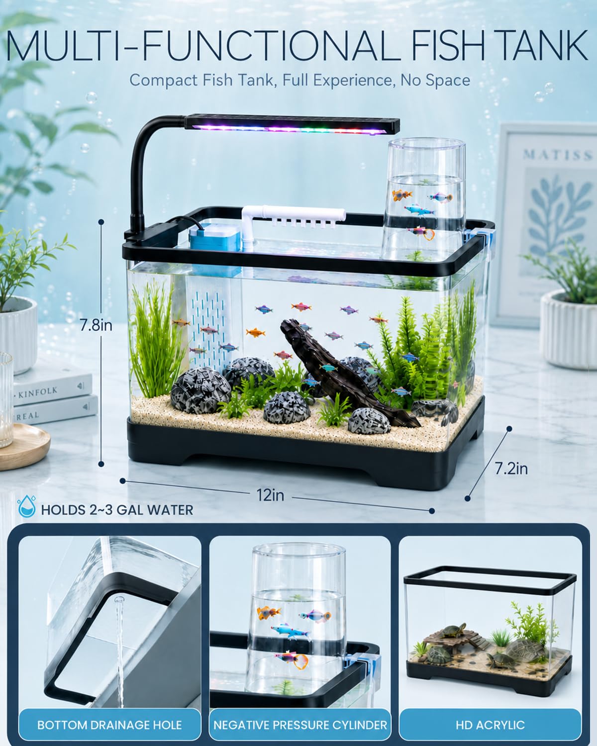 3 Gallon Acrylic Aquarium Starter Kit M9418