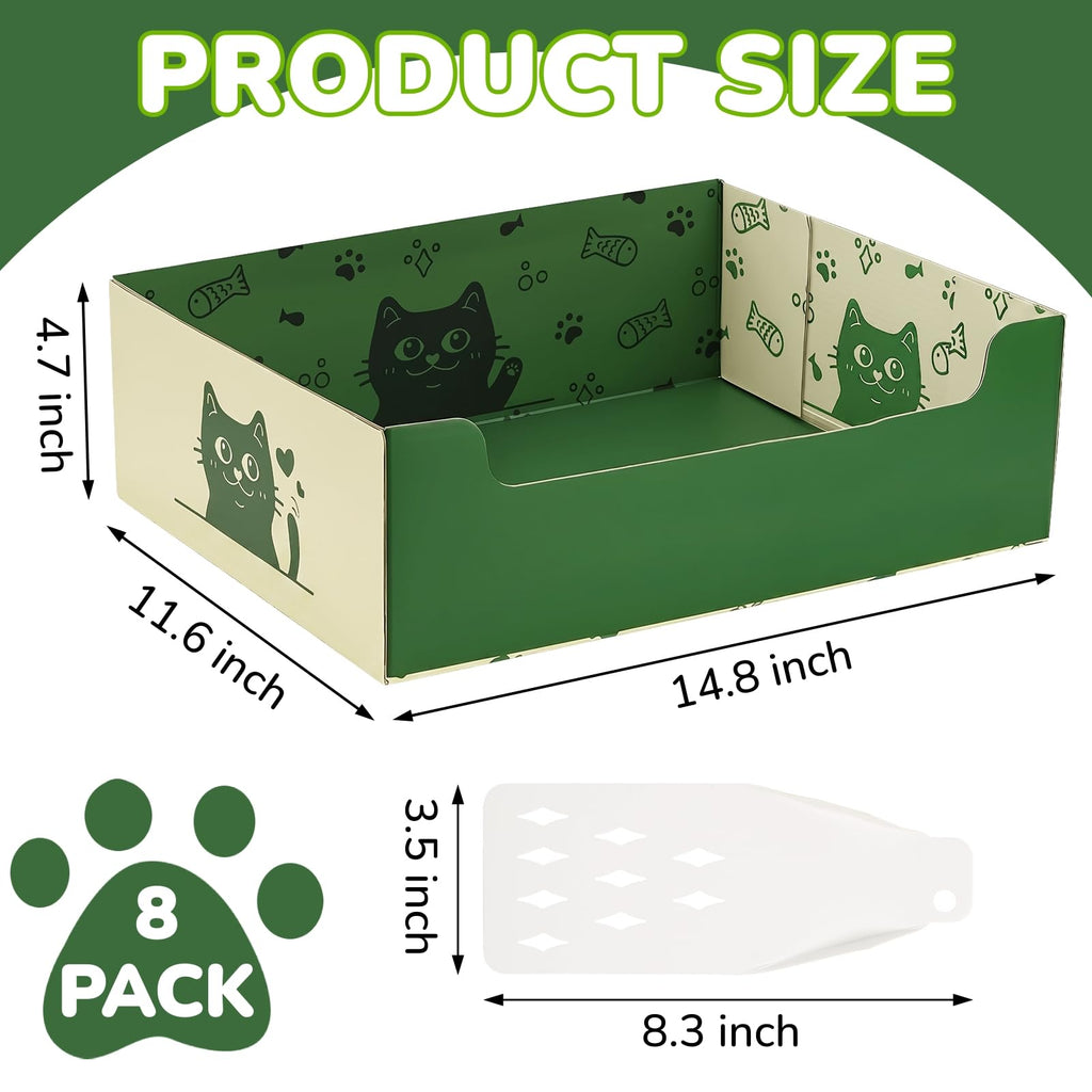 8 Pcs Disposable Cat Litter Box with Scoop J6118