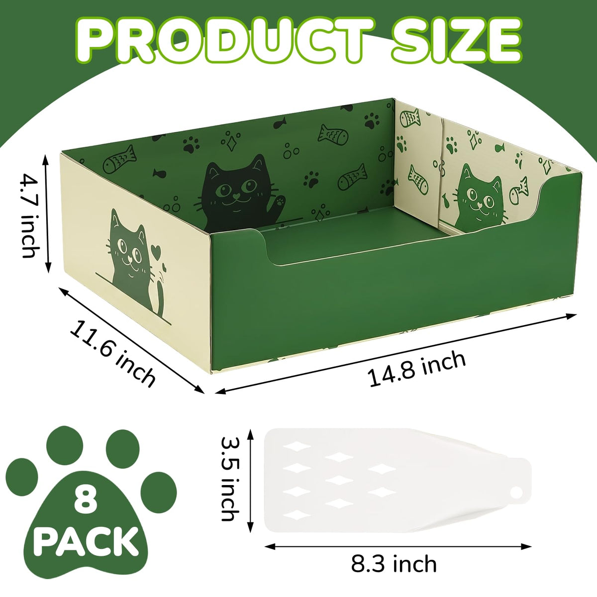 8 Pcs Disposable Cat Litter Box with Scoop J6118