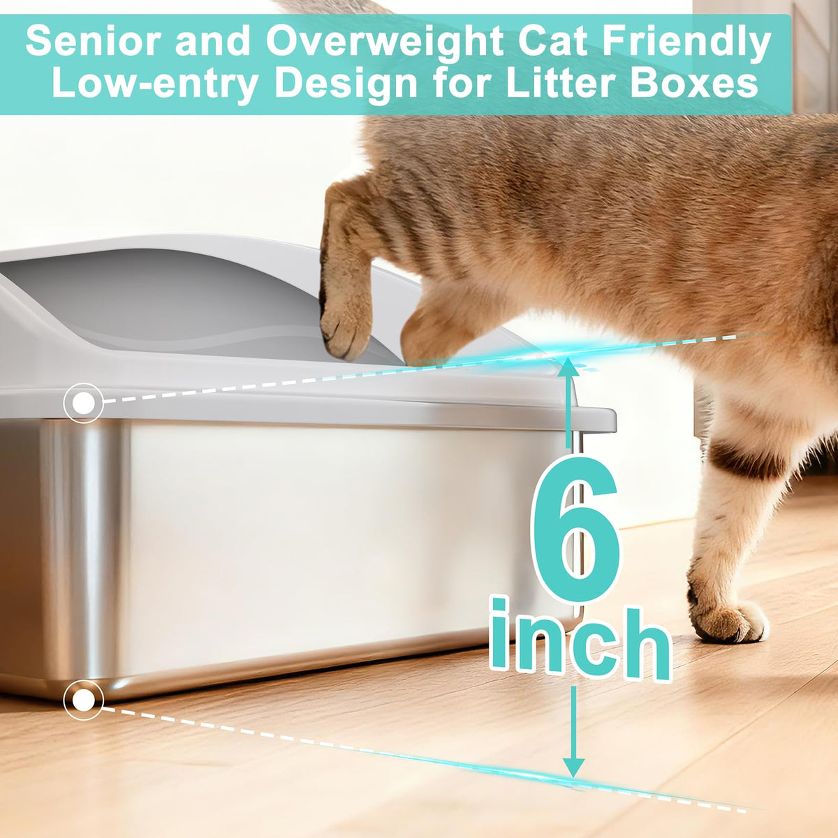 XL Enclosed High Sided Stainless Steel Cat Litter Box with Lid I710211