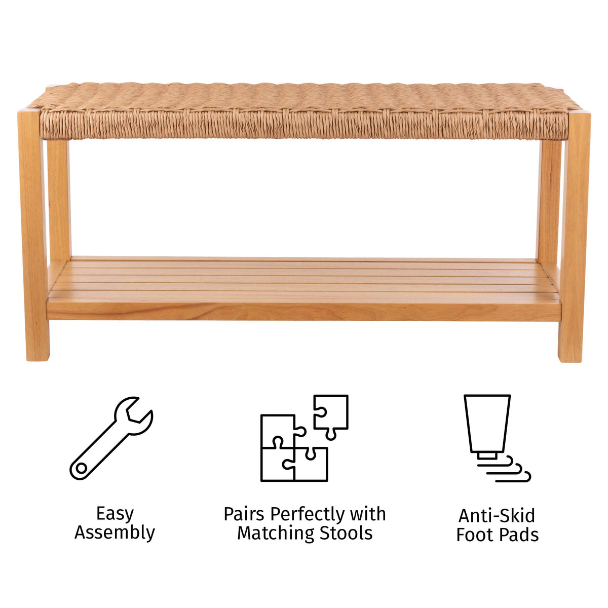 Solid Wood Entryway Bench with Shoe Storage U903620