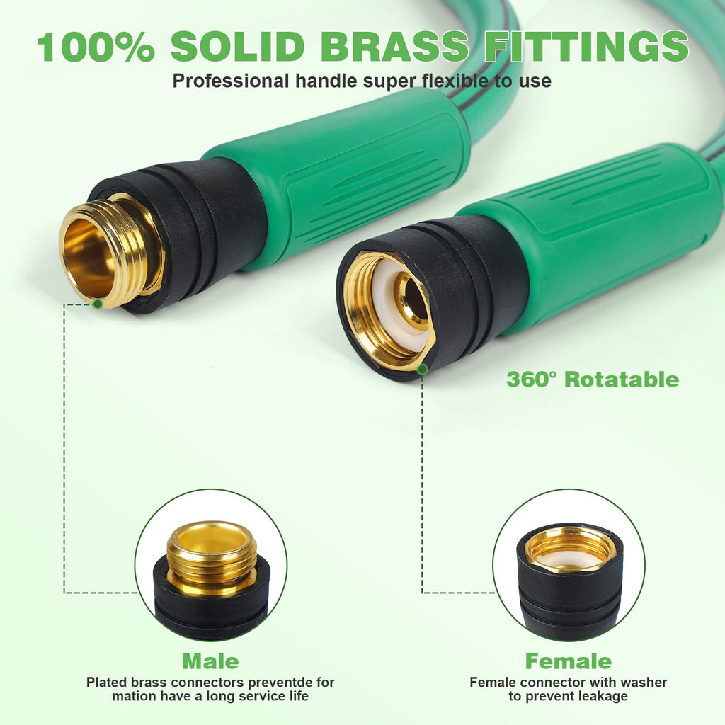 Heavy Duty 5/8 in x 100 FT Hybrid Rubber Garden Hose W304