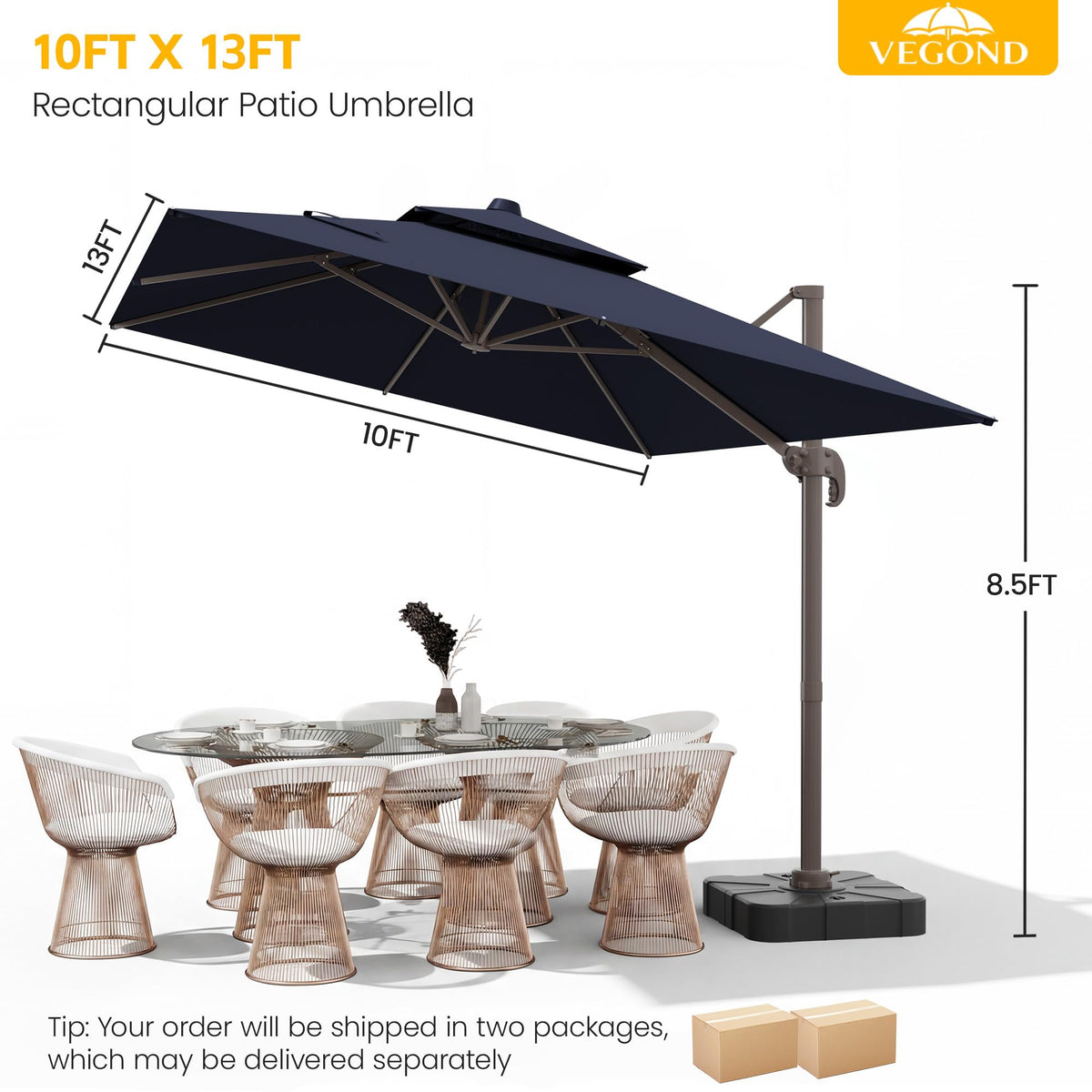 10x13 FT Cantilever Patio Umbrella with Base C353836