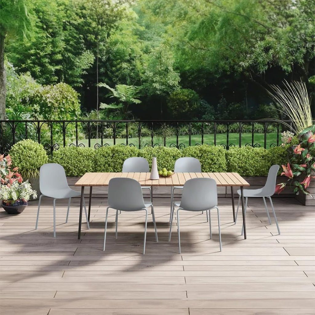Grey Plastic Dining Chair with Metal Legs H7632