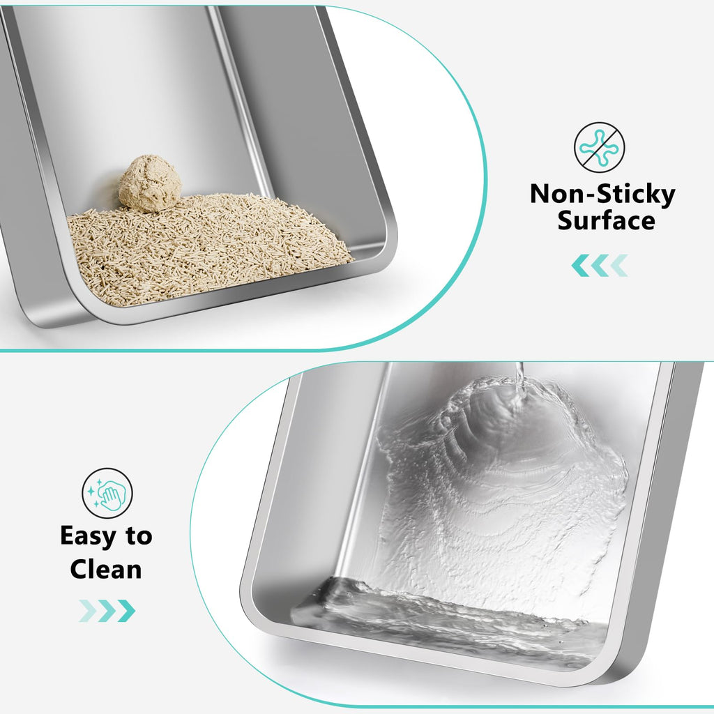 XL Enclosed High Sided Stainless Steel Cat Litter Box with Lid I710211