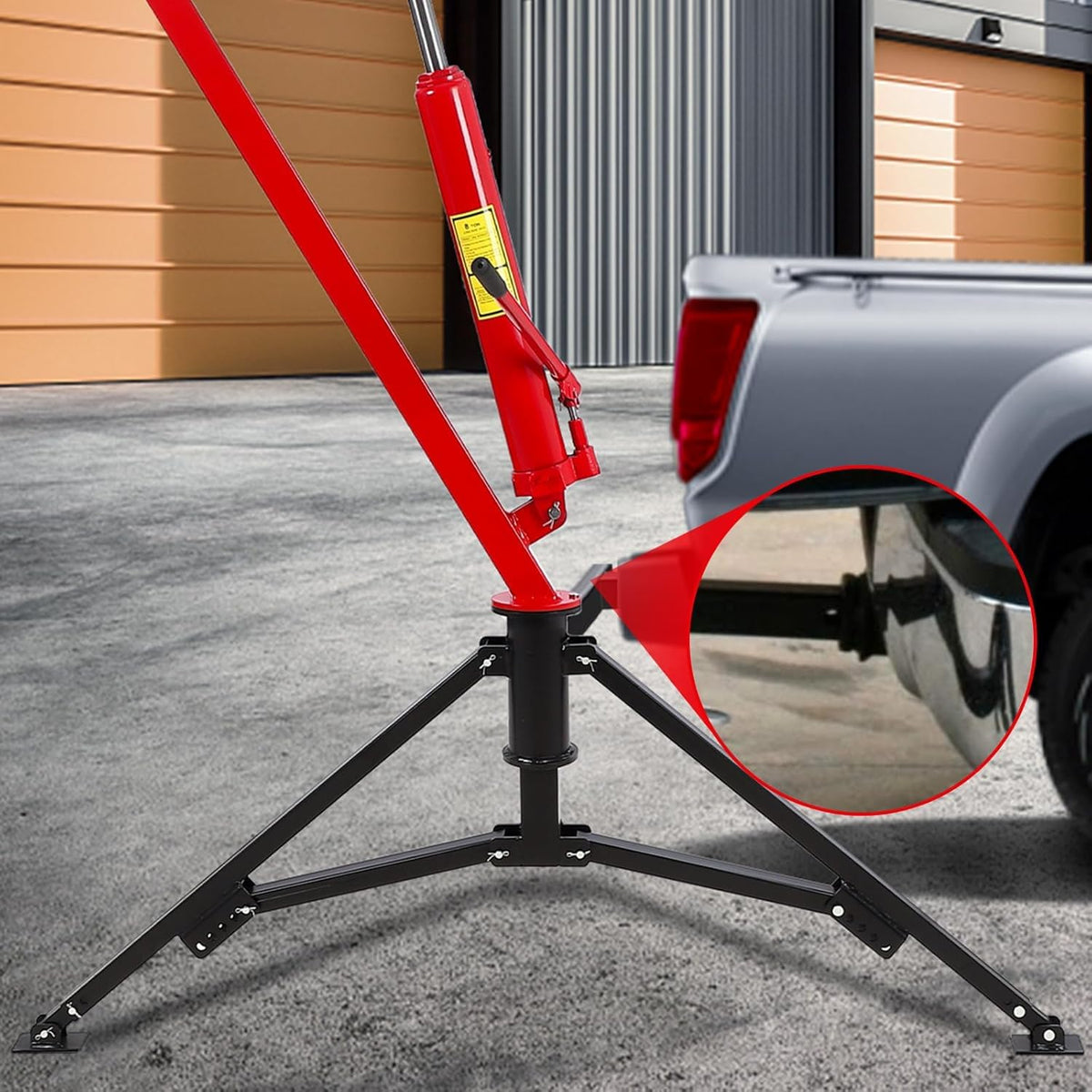 Hydraulic Pickup Truck Crane, 1000 Lbs Capacity, 360° Swivel, Red M485029