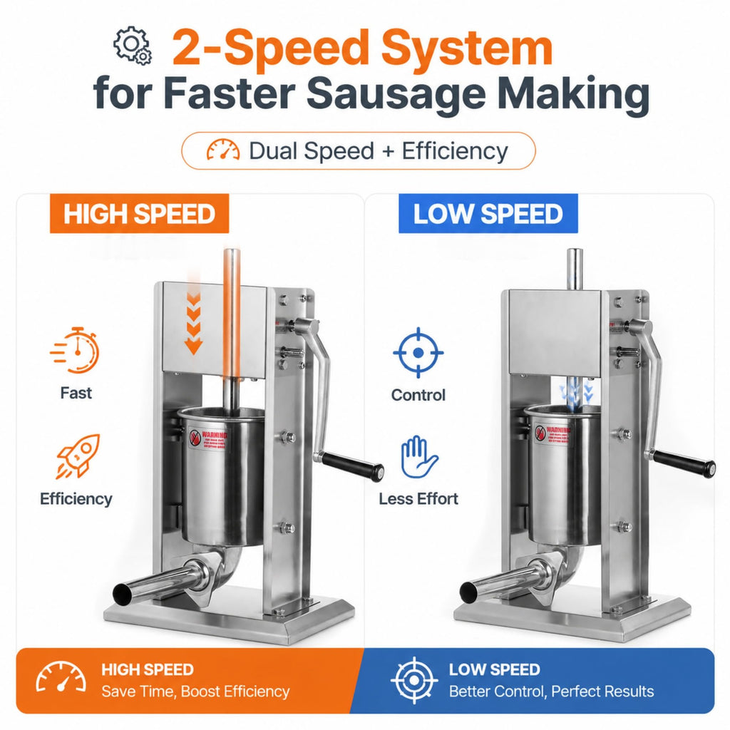 3L Stainless Steel Manual Sausage Stuffer with 4 Tubes P2343