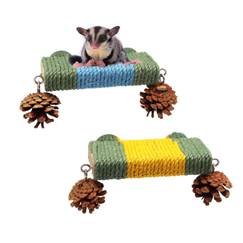 2 Pack Cage Platform with Rope and Pine Cone Decor L36684