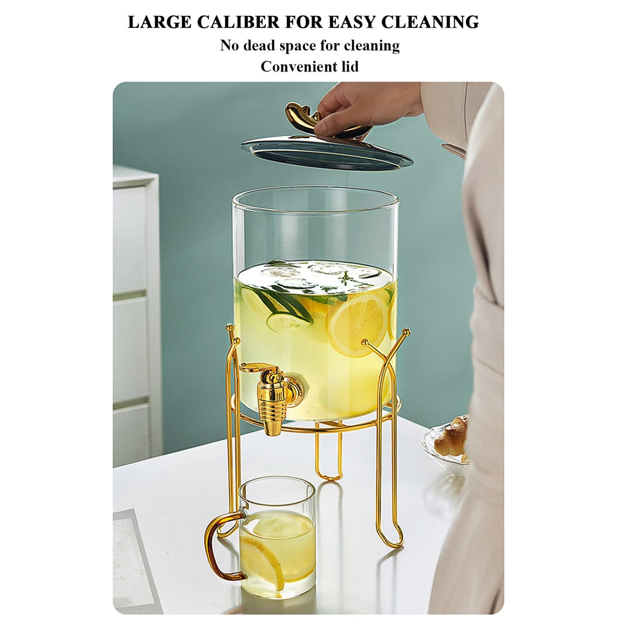 Glass Beverage Dispenser with Stand and Spigot I679611