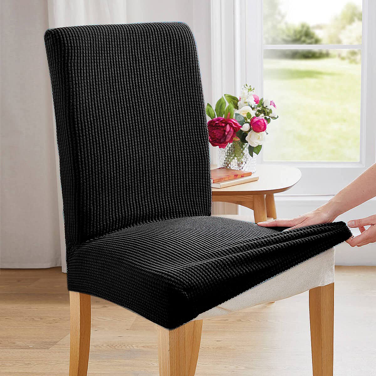 Black 6 Pack Dining Chair Covers C80228