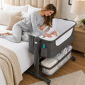 Baby Bassinet Bedside Sleeper Portable Crib with Storage Basket D847353